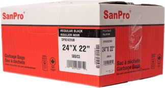 SanPro®  Black Polyethylene Garbage Bags 24'' x 22'' CS/500.